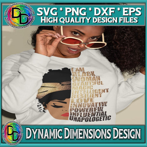 I am a Black Woman Beautiful SVG DynamicDimensionsDesign 