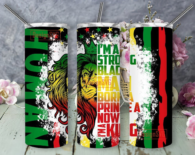 I am Black Man 20oz Skinny Tumbler PNG - Black Lives Matter Tumbler PNG Wrap Sublimation - Straight and Tapered Tumbler PNG Sublimation DesignSVG 
