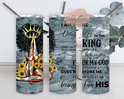 I Am Black Queen 20oz Skinny Tumbler, Daughter of the King Design Tumbler Png, Black Women Wearing Crown Sunflower Png, African American Sublimation Design, Digital Download Sublimation Rabbitmakies 