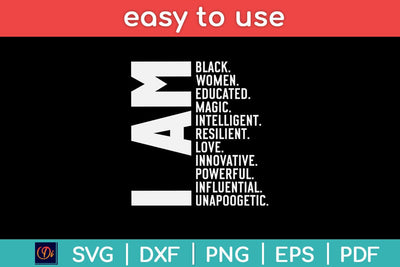 I Am Black Woman Black History Month Educated Black Girl Svg Design SVG artprintfile 