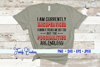 I Am Currently Unsupervised I Know It Freaks Me Out Too But The Possibilities Are Endless SVG Family Creations 