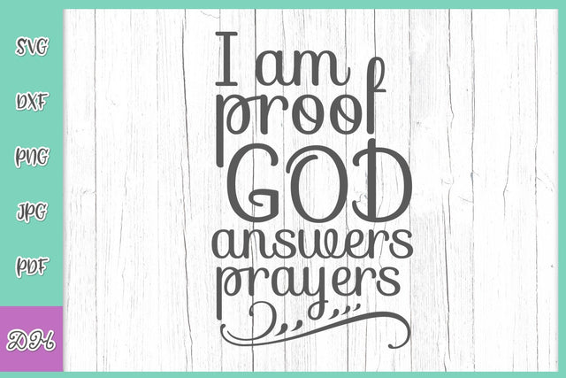 I am Proof God Answers Prayers Inspirational ivf Baby Shower Saying Rainbow baby Quote Sign SVG DXF PNG PDF JPG SVG Digitals by Hanna 