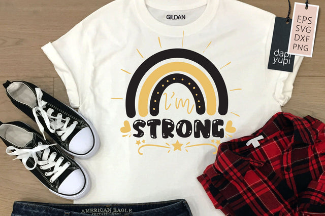 I Am Strong Quotes SVG With Rainbow SVG dapiyupi store 