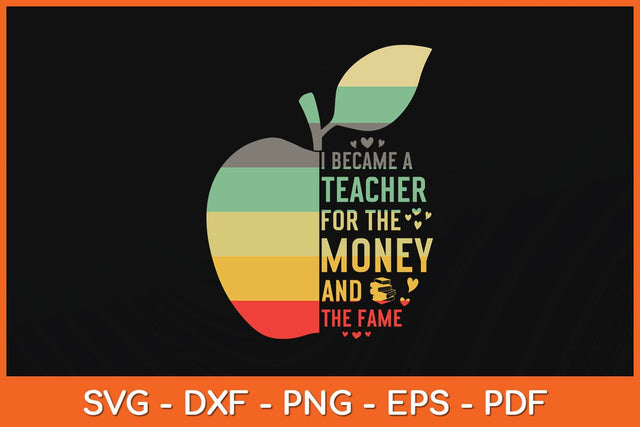 I Became A Teacher For The Money And The Fame Teacher Svg Cutting File SVG Helal 