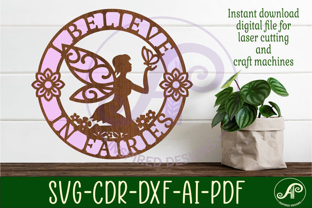 I believe in fairies wall art sign, SVG file. SVG APInspireddesigns 