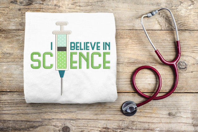 I Believe in Science Syringe Applique Embroidery Embroidery/Applique DESIGNS Designed by Geeks 