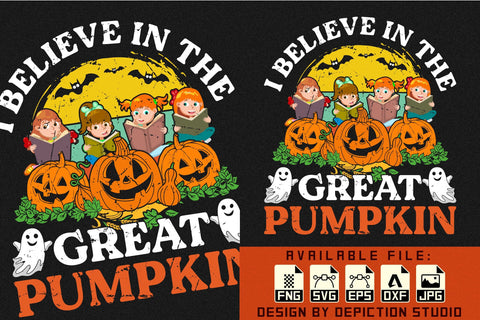 I Believe In The Great Pumpkin T-Shirt, Pumpkin Shirt, Halloween Retro Vintage Shirt Print Template Sketch DESIGN Depiction Studio 