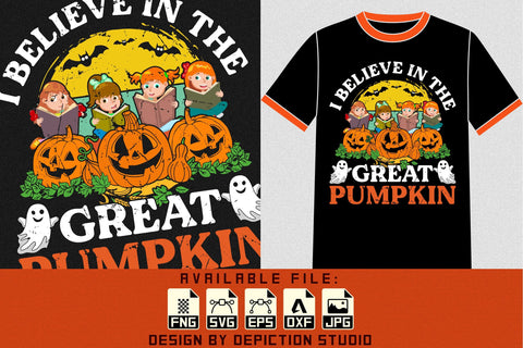 I Believe In The Great Pumpkin T-Shirt, Pumpkin Shirt, Halloween Retro Vintage Shirt Print Template Sketch DESIGN Depiction Studio 