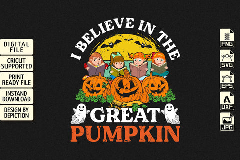 I Believe In The Great Pumpkin T-Shirt, Pumpkin Shirt, Halloween Retro Vintage Shirt Print Template Sketch DESIGN Depiction Studio 