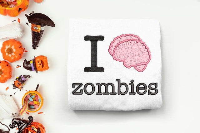 I Brain Zombies Applique Embroidery Embroidery/Applique DESIGNS Designed by Geeks 
