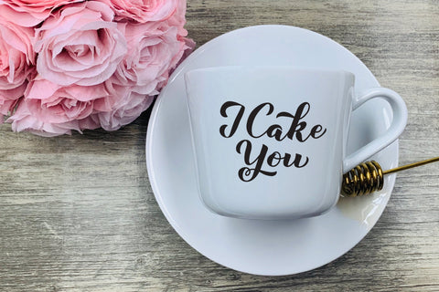 I Cake You calligraphy lettering. Cake day quote SVG LaBelezoka 