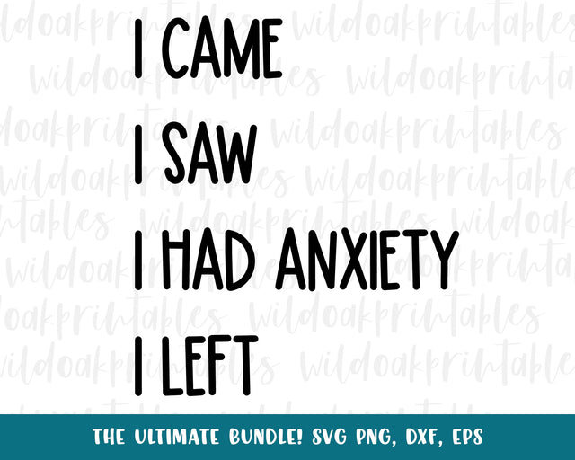 i came i saw i had anxiety i left svg quote, funny sarcastic svg sayings, svg bundles, sarcastic png clipart, sarcastic SVG WildOakSVG 