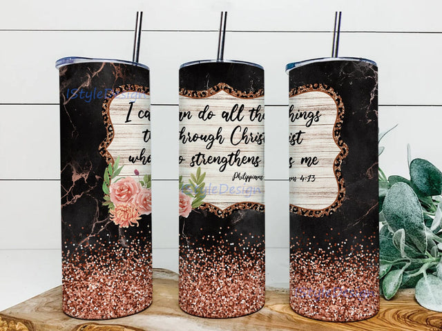 I Can Do All Things Design Png, Bible Quotes 20oz Skinny Tumbler, Christian Glitter Tumbler Wrap, Religious Tumblers Png, Faith Tumbler With Lid And Straw, Instant Download Sublimation iStyleDesign 
