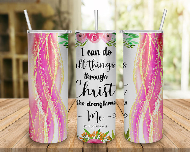 I Can Do All Things Through Christ 20 oz Tumbler Wrap, Sublimation Design Templates, Religious Tumbler PNG Sublimation BOO-design 