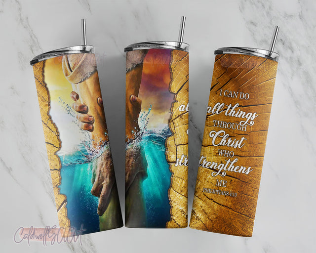 I can do all things through Christ Religous 20 oz Skinny Tumbler Sublimation Design Template Download PNG Inst DIGITAL Only tumblers Tamara Sublimation CaldwellArt 