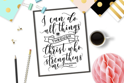 I can do all things through Christ who strengthens me | Philippians 4:13 SVG TheBlackCatPrints 