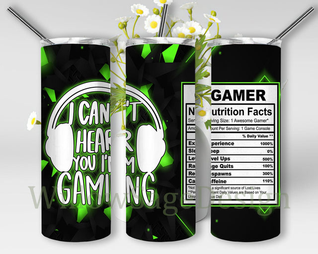 I Can't Heart You I'm Gaming Design Png, Gamer Nutrition Facts 20oz Skinny Tumbler, Video Gamer Tumbler Design, Headphone Tumbler Png, Game Lover Gift, Instant Download Sublimation WillowSageDesign 