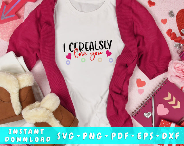 I Cerealsly Love You SVG, Funny Valentine's Day SVG SVG HappyDesignStudio 