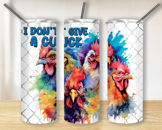 I Don't Give A Cluck Funny Tumbler Wrap - 20oz Sublimation Tumbler Wrap Design - Straight & Tapered - PNG file for Skinny Tumbler Sublimation BouDesign 
