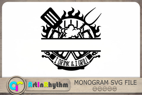 I Drink and I Grill Split Monogram Svg, Grill Svg, Grilling Svg, Barbeque Svg SVG Artinrhythm shop 
