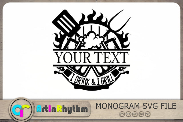 I Drink and I Grill Split Monogram Svg, Grill Svg, Grilling Svg, Barbeque Svg SVG Artinrhythm shop 