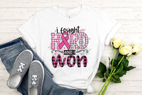 I Fought Hard and I Won, Breast Cancer PNG Sublimation CraftLabSVG 