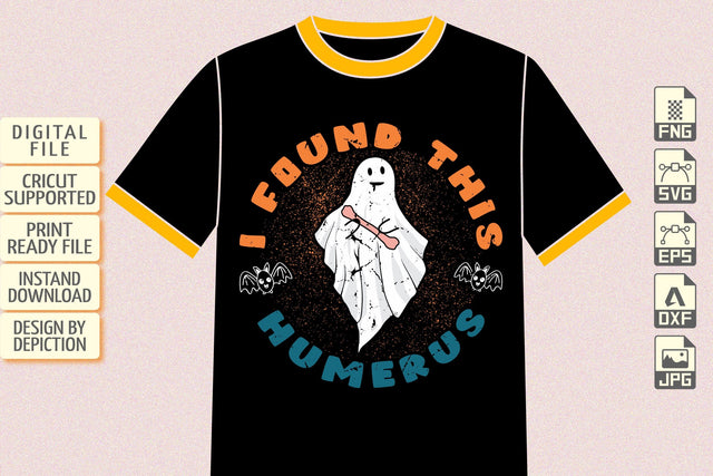 I Found This Humerus T-Shirt, Ghost Shirt, Halloween Ghost Shirt Print Template Sketch DESIGN Depiction Studio 