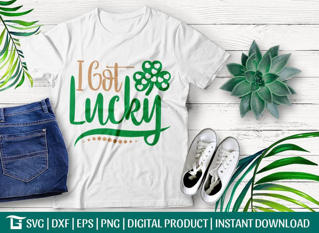 I Got Lucky Svg Cut File, Patrick Family Svg, Shamrock Svg, Lucky Svg, Tshirt Design, SVG ETC Craft 