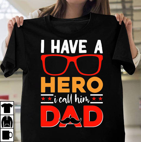 I Have A Hero I Call Him Dad SVG Cute File, Father's Day retro T-shirt Design, Dad Sublimation PNG, Father's Day Retro Vintage T-shirt Design, Father's Day Clip Art,Dad SVG Bundle SVG Insomnia Std 