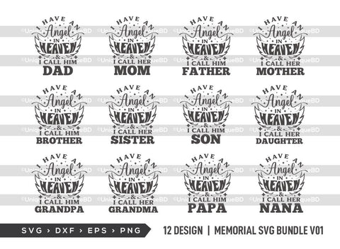 I Have An Angel In Heaven SVG Bundle | In Memory Svg | Angel Wings Svg | Memorial Svg Bundle | Father | Mother | Son | Daughter | Child | Memorial Quotes Svg SVG ETC Craft 