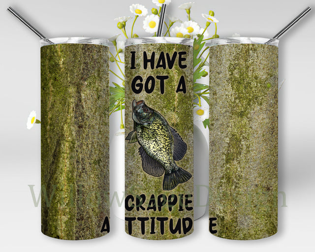 I Have Got A Crappie Attitude Tumbler Png, Crappie Attitude 20oz Skinny Tumbler, Funny Fish Tumbler Wrap, Sportfishing Sublimation Design, Instant Download Sublimation WillowSageDesign 