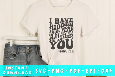 I have hidden your word in my heart that I may not sin against you wavy SVG, Bible verse quote SVG, Groovy Christian SVG SVG HappyDesignStudio 
