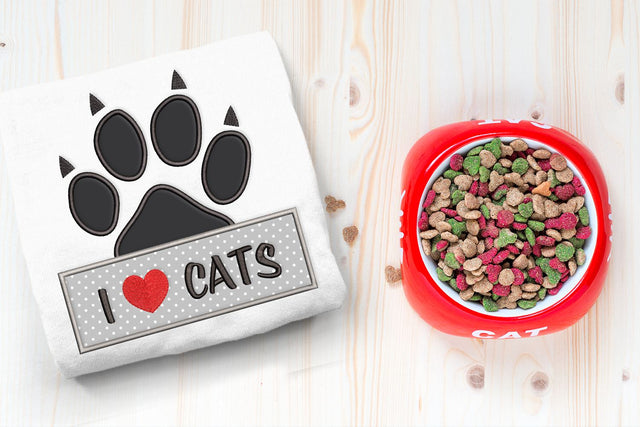 I Heart Cats Kitty Paw Applique Embroidery Embroidery/Applique DESIGNS Designed by Geeks 