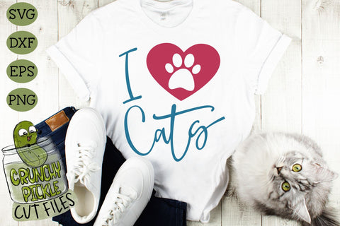 I Heart Cats SVG Cut File SVG Crunchy Pickle 