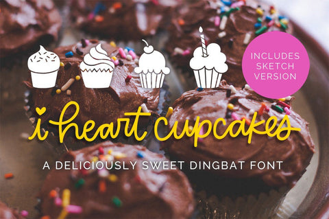 I Heart Cupcakes Dingbat Font Sketch DESIGN k.becca 