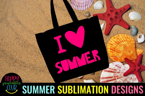 I Heart Summer Sublimation Design- Summer Sublimation PNG Sublimation Happy Printables Club 