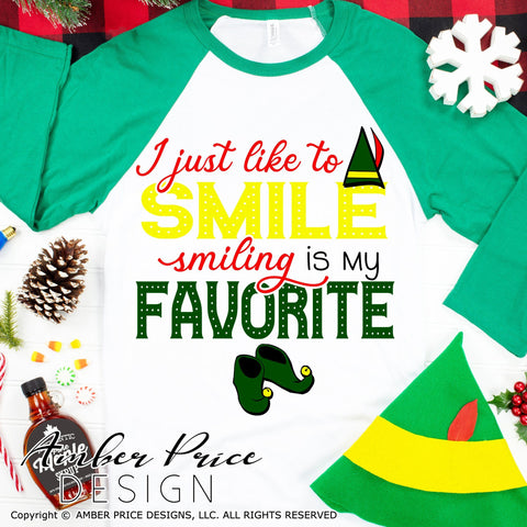 I just like to smile smiling is my favorite SVG | Elf SVG | Christmas SVG | Winter Shirt Design SVG Amber Price Design 