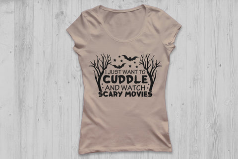 I Just Want To Cuddle And Watch Scary Movies| Halloween SVG Cutting Files. SVG CosmosFineArt 