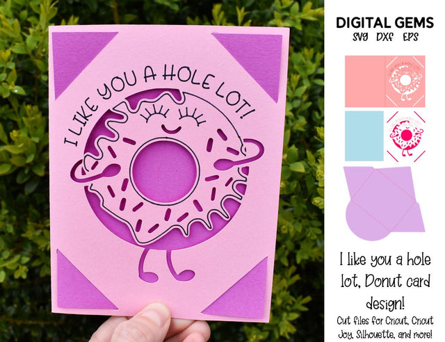 I like you a hole lot, Donut Card SVG Digital Gems 