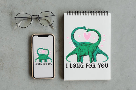 I Long for You Dinosaur Valentine PNG Sublimation Jagonath Roy 