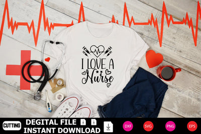 I Love A Nurse SVG Shahin alam 