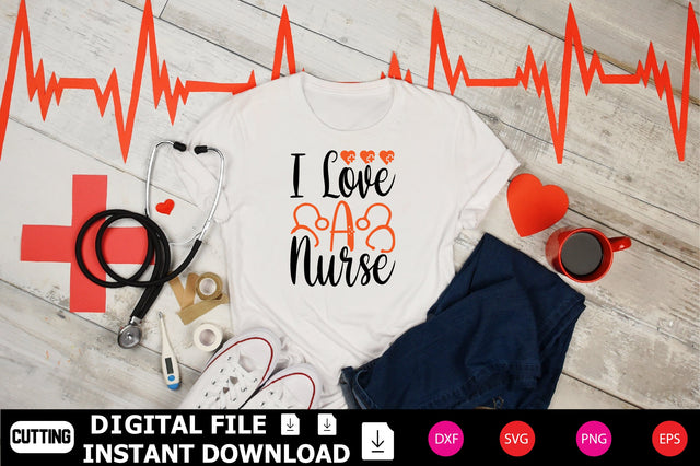 I Love a Nurse SVG Shahin alam 