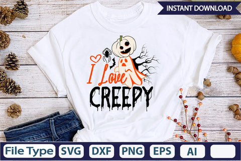 I Love Creepy SVG Cut File SVGs,Quotes and Sayings,Food & Drink,On Sale, Print & Cut SVG DesignPlante 503 