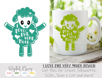 I love ewe, Lamb SVG / DXF / EPS / PNG files SVG Digital Gems 