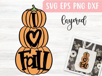 I Love Fall Pumpkins SVG File for Cricut or Silhouette, Thanksgiving SVG Vector, Digital Download Commercial Use SVG Apple Grove Designs 