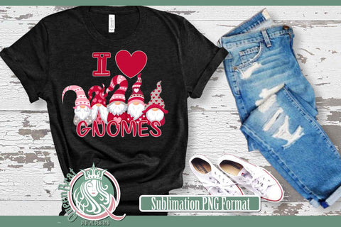 I Love Gnomes Sublimation Sublimation QueenBrat Digital Designs 