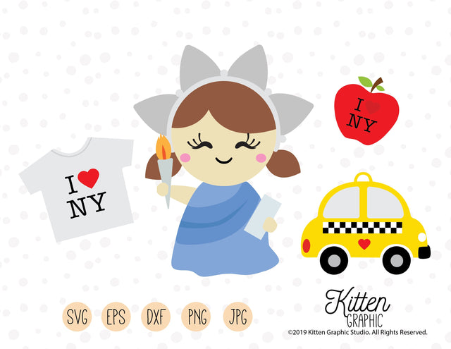 I Love New York Clipart Set SVG KittenGraphic 