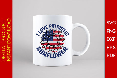 I Love Patriotic Sunflower 4th Of July SVG PNG PDF Cut File SVG Creativedesigntee 