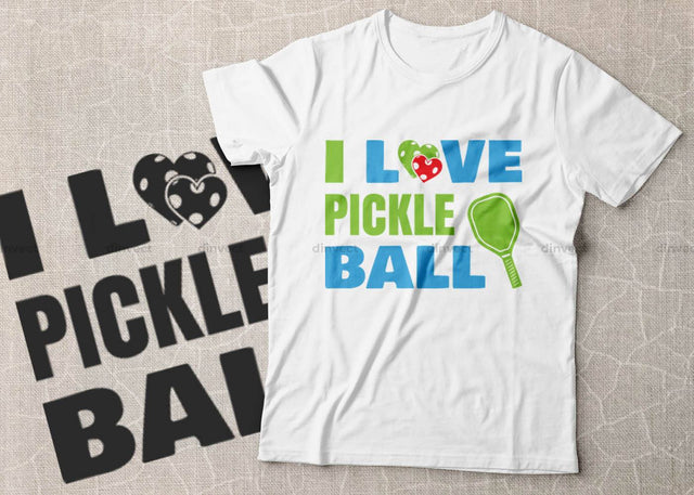 I love pickleball, Pickleball Designs, Pickleball T-shirt vector, Typography T-shirt Design SVG Dinvect 