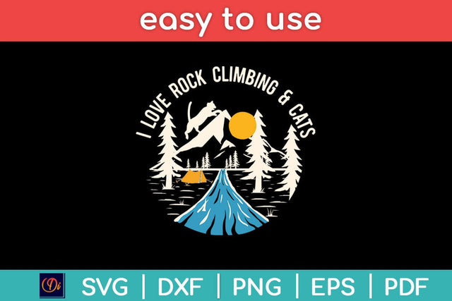 I Love Rock Climbing & Cats Svg Digital File SVG artprintfile 